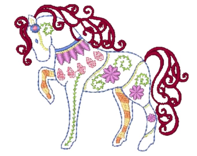 Pretty Pony Parade  ( 10 Machine Embroidery Designs from ATW ) 4X4 hoop