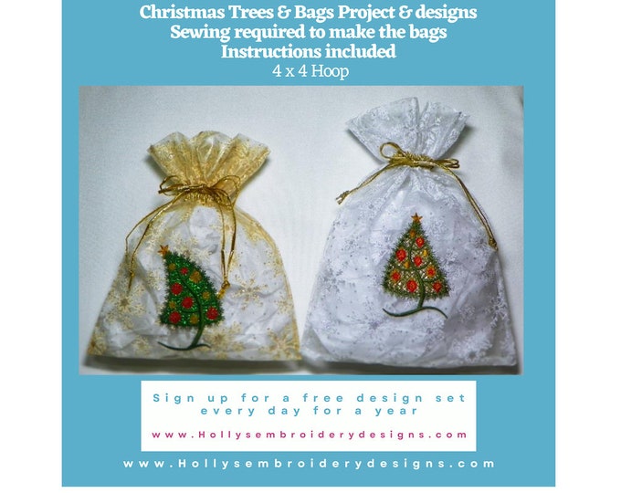 New Christmas Trees & Bags - Machine Embroidery Designs - 10 Designs/1 project, Instant Download - 10393