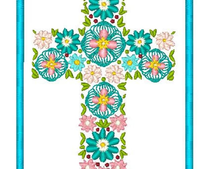 Floral Crosses 5x7 Bookmarks  Machine Embroidery Designs