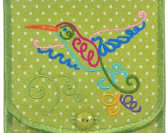 Art Deco Hummingbird Pouch | 10 Machine Embroidery Designs & Project Instructions | 5X7 Hoop | Instant Download
