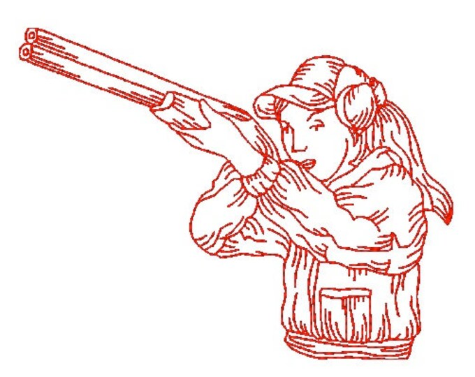 Skeet Shooting Redwork 5x7 16 Machine Embroidery Designs