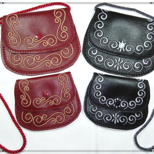 Versatile ITH Embroidery Purse Projects - Downloadable Machine Designs - 2 Unique Styles In 2 Sizes