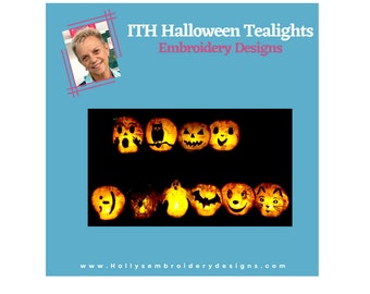 Enchanting ITH Halloween Mylar Tealights: Intricate Machine Embroidery, Pumpkins, Spooky, Bat, Ghost  [4x4] Hoop 10812