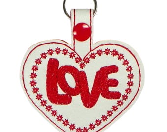 ITH vinyl Heart Key Fobs (10 Machine Embroidery Designs) for 4X4 Hoop Valentines and Hearts