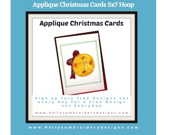 Applique Christmas Card Designs - 10 Unique Patterns, Festive Holiday Machine Embroidery Designs, 5x7 Hoop 10114