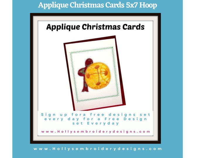 Applique Christmas Card Designs - 10 Unique Patterns, Festive Holiday Machine Embroidery Designs, 5x7 Hoop 10114