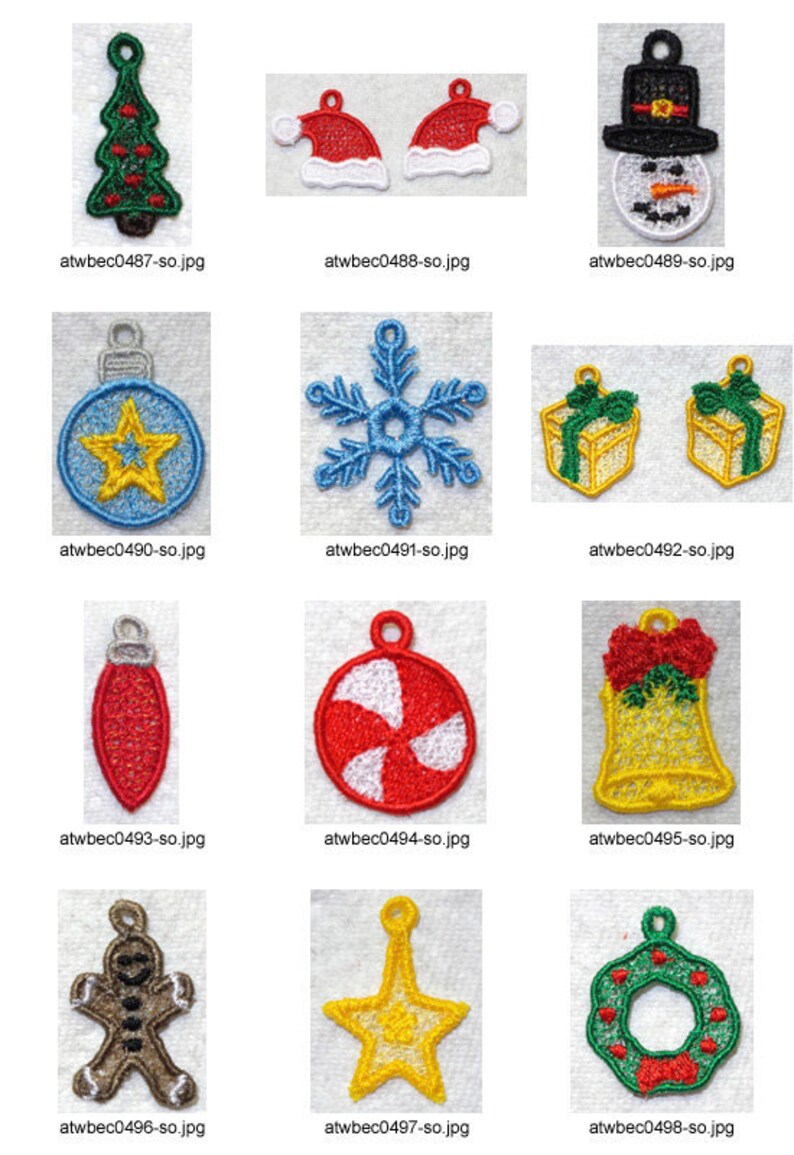 FSLChristmasCharmsEarrings 12 Machine Embroidery Designs Etsy