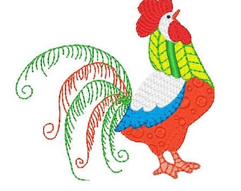 Curly Roosters  Machine Embroidery Designs