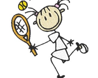 A Kids View Girls Tennis  ( 7 Machine Embroidery Designs by ATW) 4X4 Hoop