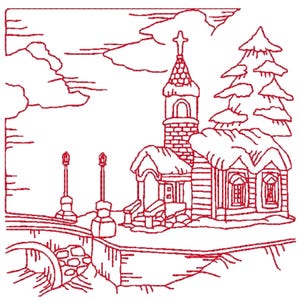 Winter Scenes Redwork | 10 Machine Embroidery Designs | 5x7 Hoop | Digital Download image 9