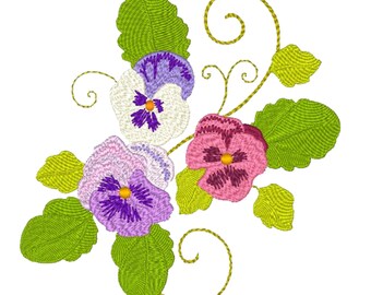 Pansies Dream-2 - 10 diseños de bordado a máquina para aro de 5x7 pulgadas (descarga digital)