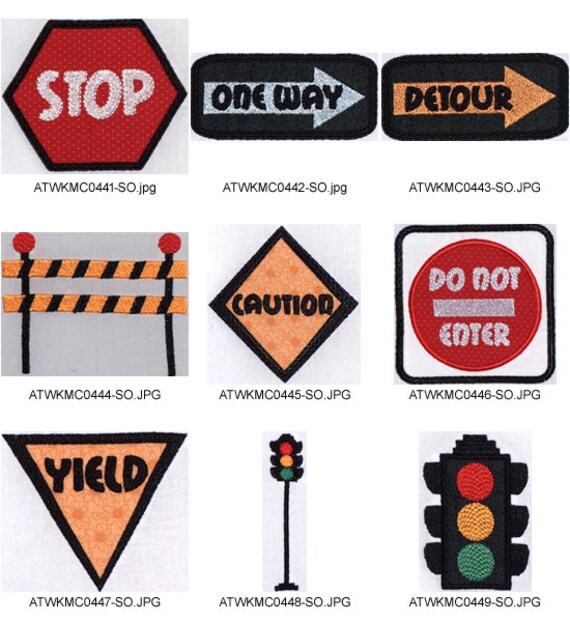 Construction-Signs-Applique 9 Machine Embroidery Designs | Etsy