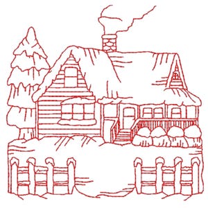 Winter Scenes Redwork | 10 Machine Embroidery Designs | 5x7 Hoop | Digital Download image 3