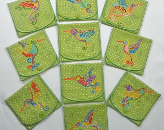 ITH 2 Pocket Hummingbird Pouch-NLS (Machine Embroidery Designs) 5X7 Hoop 10272