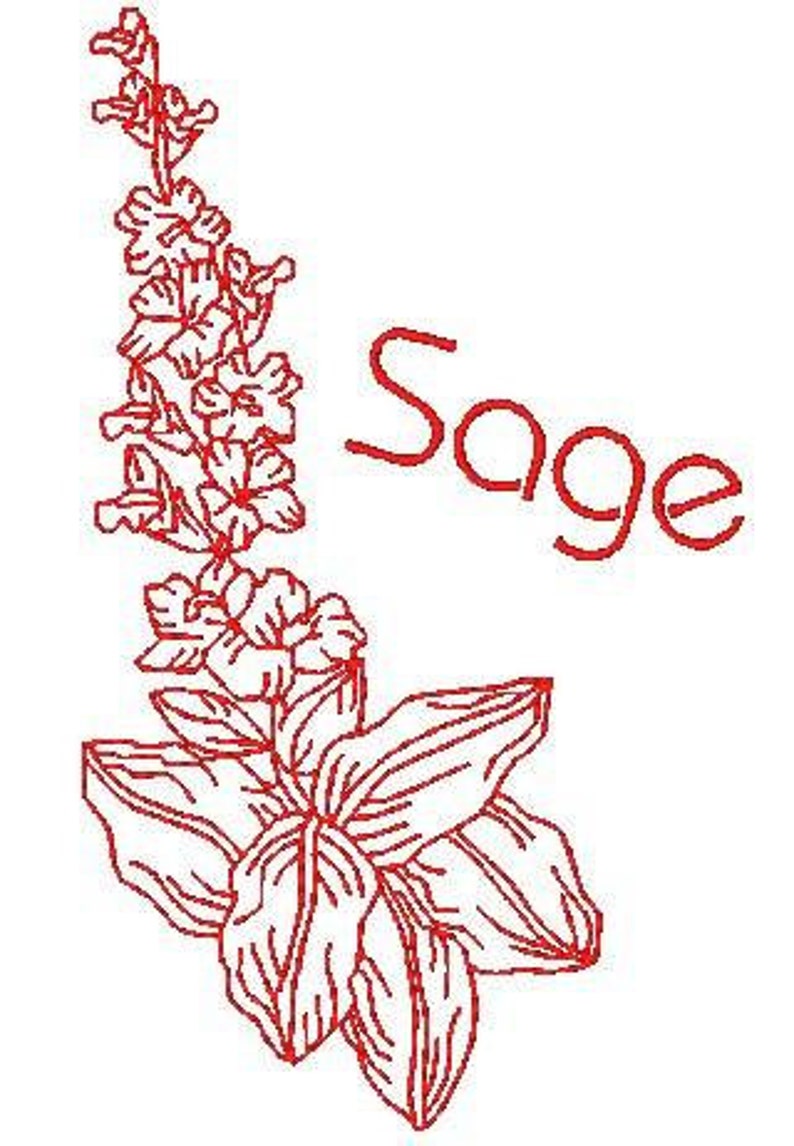 Redwork Herbs 26 Machine Embroidery Designs From ATW Etsy