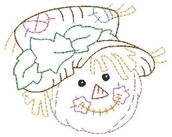 Multiline Scarecrow Faces Machine Embroidery Designs