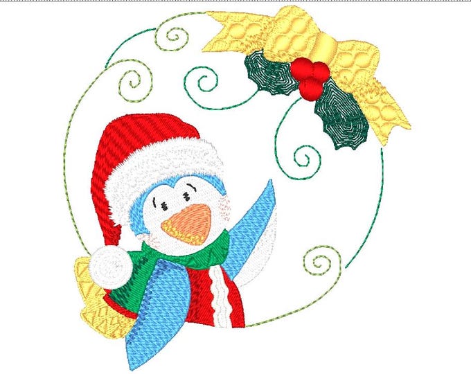 Christmas Penguin Circle Machine Embroidery Designs – 10  for 5x7 Hoops