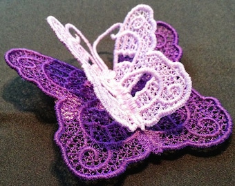 3D FSL, Free Standing Lace Butterflies   12 Machine Embroidery Designs