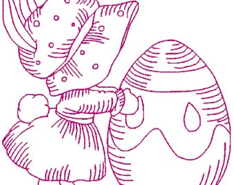 Búsqueda de huevos de Pascua en bordado rojo: 7 diseños de bordado a máquina para bastidor de 4x4 pulgadas (descarga digital)