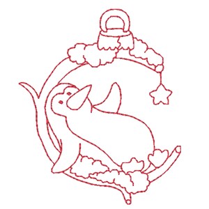 Little Redwork Christmas Penguins 10 Machine Embroidery Designs 4X4 Hoop Instand Download