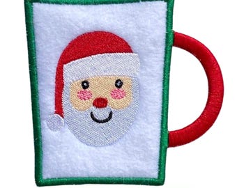 Christmas Mug Gift Card Holders Embroidery Designs | Holiday Mug Project | 4X4 Hoop | Instant Download