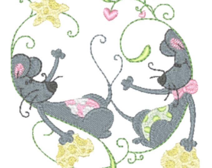 Cute Mouse and Cheese  ( 10 Machine Embroidery Designs by ATW)   4X4 Hoop