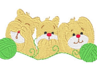 Hear Speak See No Evil  Machine Embroidery Designs