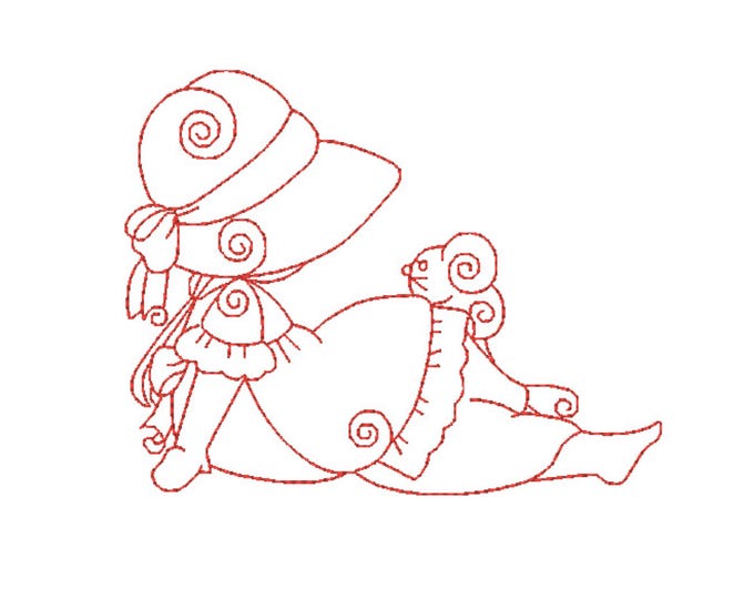 Redwork Sunbonnets and Mice Machine Embroidery Designs