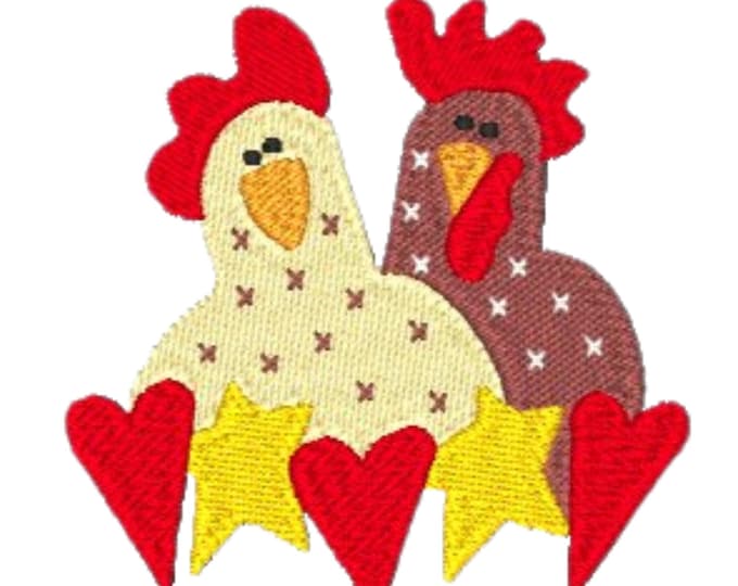 Chickens and Cows-I  ( 5 Machine Embroidery Designs by ATW)  4X4 Hoop