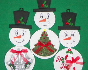 Snowman Danglers Project | ITH-FSA Christmas Ornament Collection | 6X10 Hoop | Instant Download