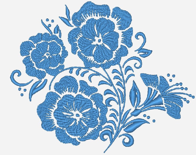Flowers One Color Blocks 5x7 Machine Embroidery Designs