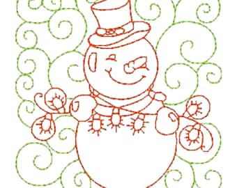 Christmas Blocks Machine  Embroidery Designs: Santa, Snowman, Redwork Style (4x4 Hoop) (Digital Download)