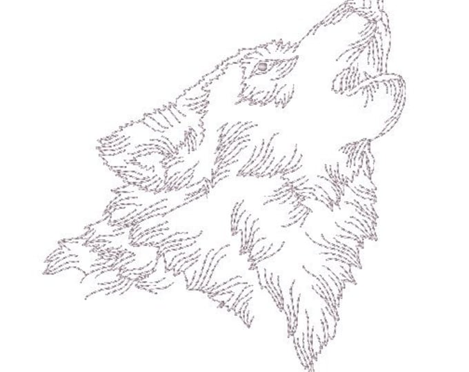 Redwork Realistic Wolves 12 Machine Embroidery Designs