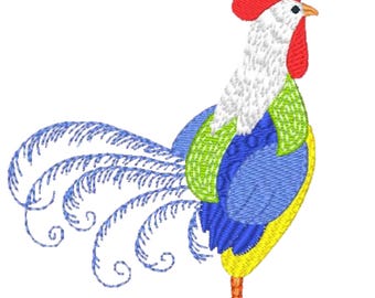 Curly Roosters  ( 10 Machine Embroidery Designs by ATW) 4X4 Hoop