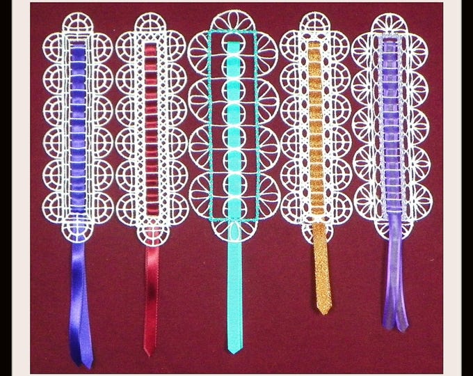 FSL Ribbon Bookmarks (5 Machine Embroidery Designs) 6X10 Hoop