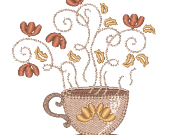 Coffee Or Tea  ( 10 Machine Embroidery Designs by ATW)  4X4 Hoop