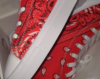 Bandana Chucks Red Bandana Converse Shoes Red Bandana High Top
