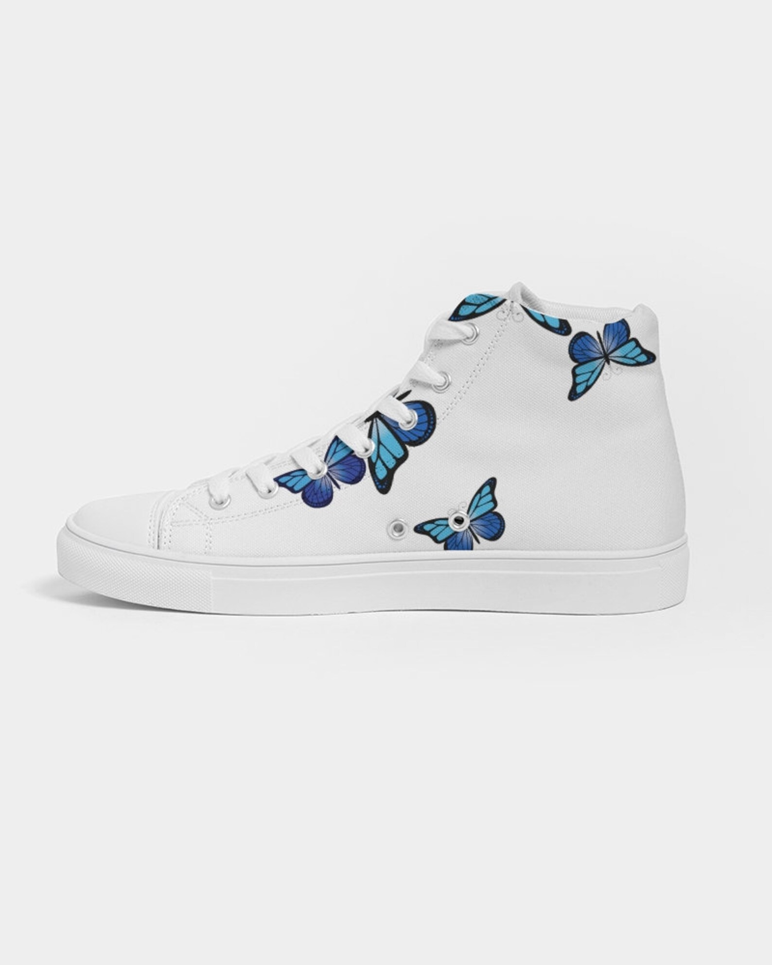 Custom High Top Blue Butterfly Shoes Canvas Sneakers Custom Etsy