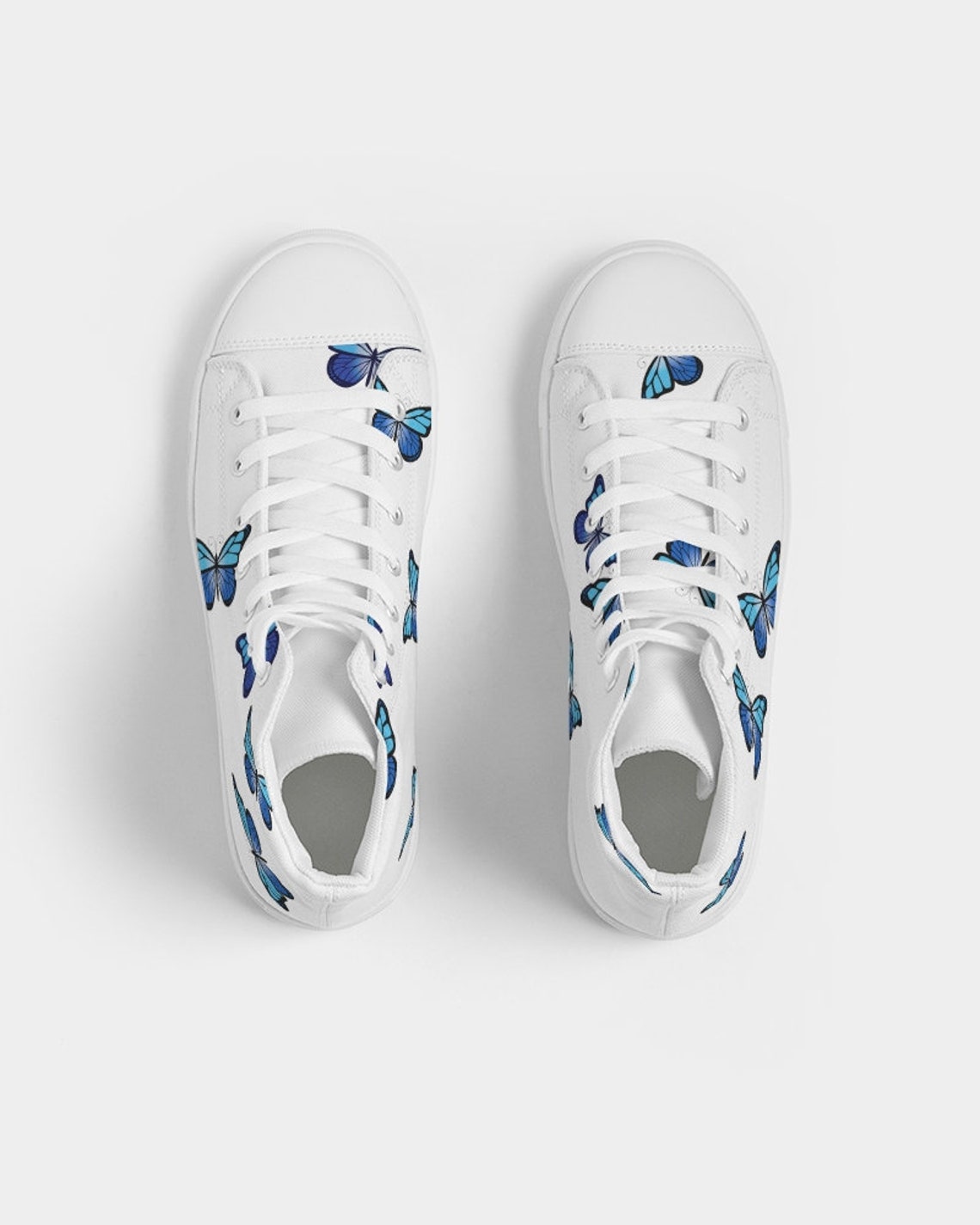 Custom High Top Blue butterfly shoes Canvas sneakers custom | Etsy