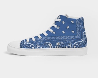 Red Bandana High Top Blue Bandana Custom Shoe Custom Paisley