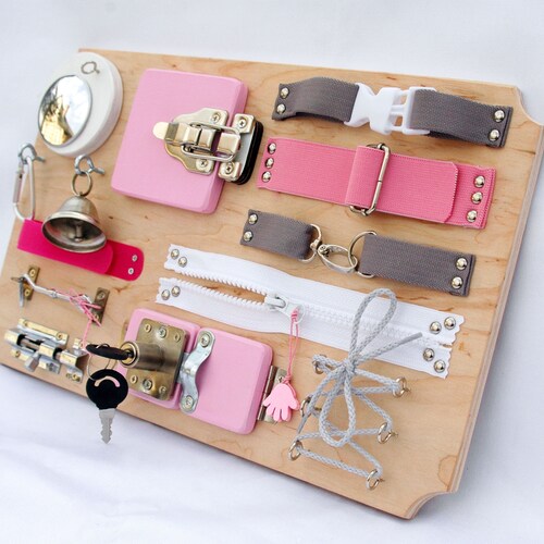 Gift for 2 year old - Busy Board - Toddler gift - Montessori baby girl, Busy toddler toy, Latch board for toddler, Montessori activity board