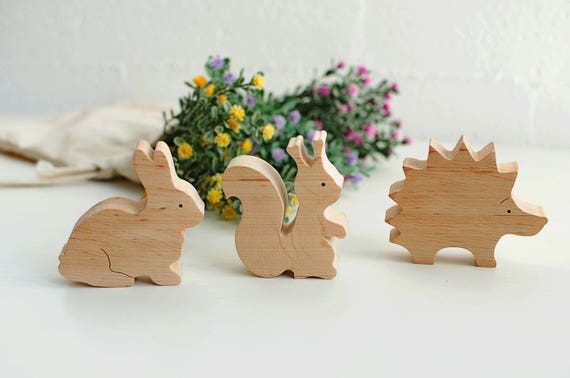 natural wooden animals
