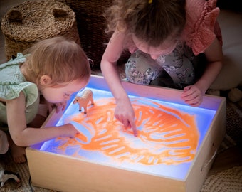 Light table for kids, Light Box for Sand Drawing, Montessori Table for Sensory Play, Color LED Light, Light Activity Table 50x40cm - 20"x16"
