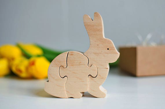 Kids Gift Bunny Wooden Puzzle Rabbit Wooden Bunny Easter Etsy