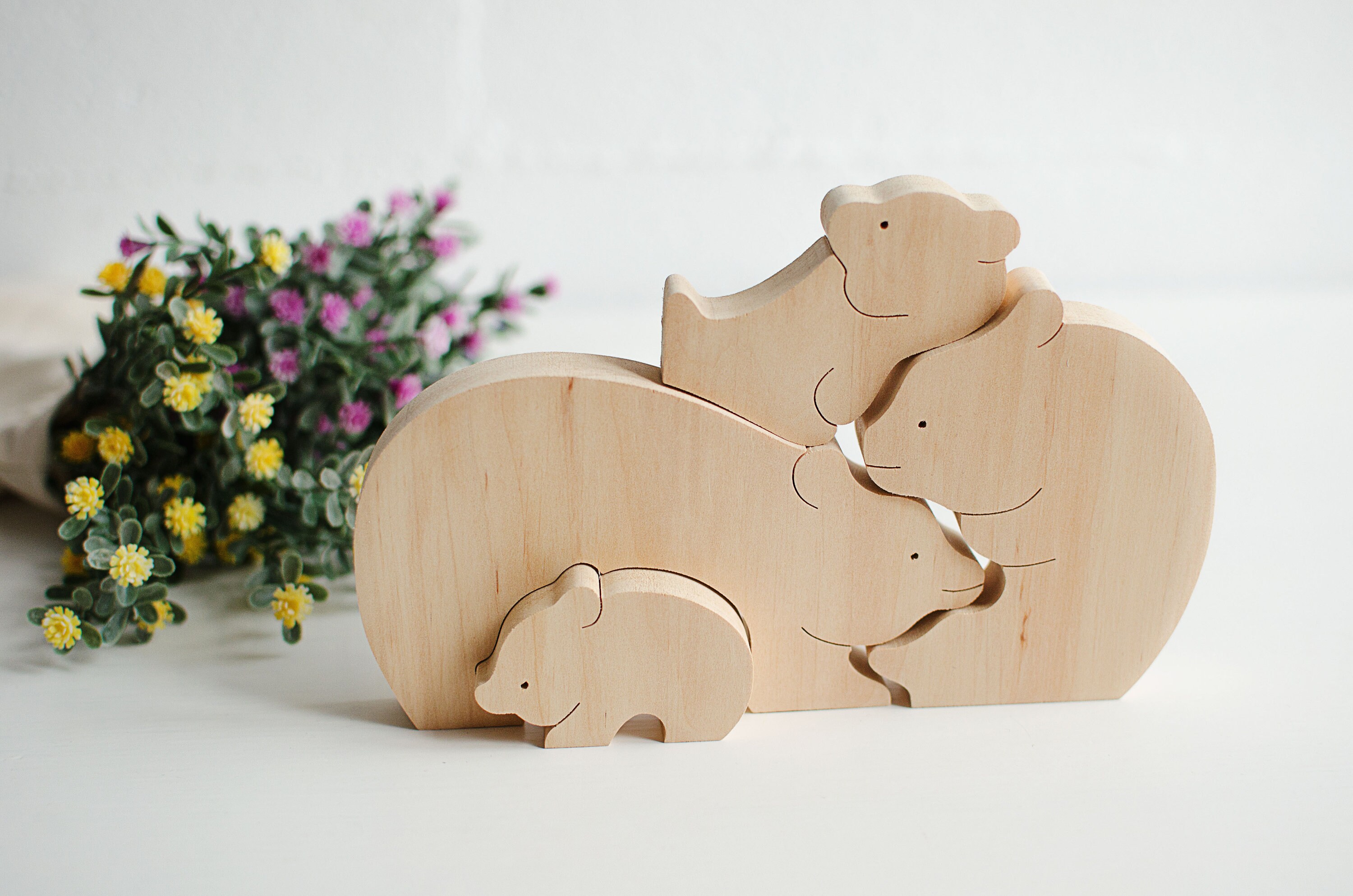 Bears Family first wooden puzzle Animal puzzle Toddler Etsy