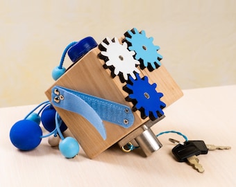 Wooden Busy Cube for Seniors, Figit toys, Dementia gifts, Occupational Therapy Tool, Elderly Activities, Alzheimers Fidget toy, ADHD Anxiety