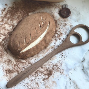Handmade Walnut Dough Whisk: Sourdough Bread Baking Tool (14.5&quot;), Gift Under 30