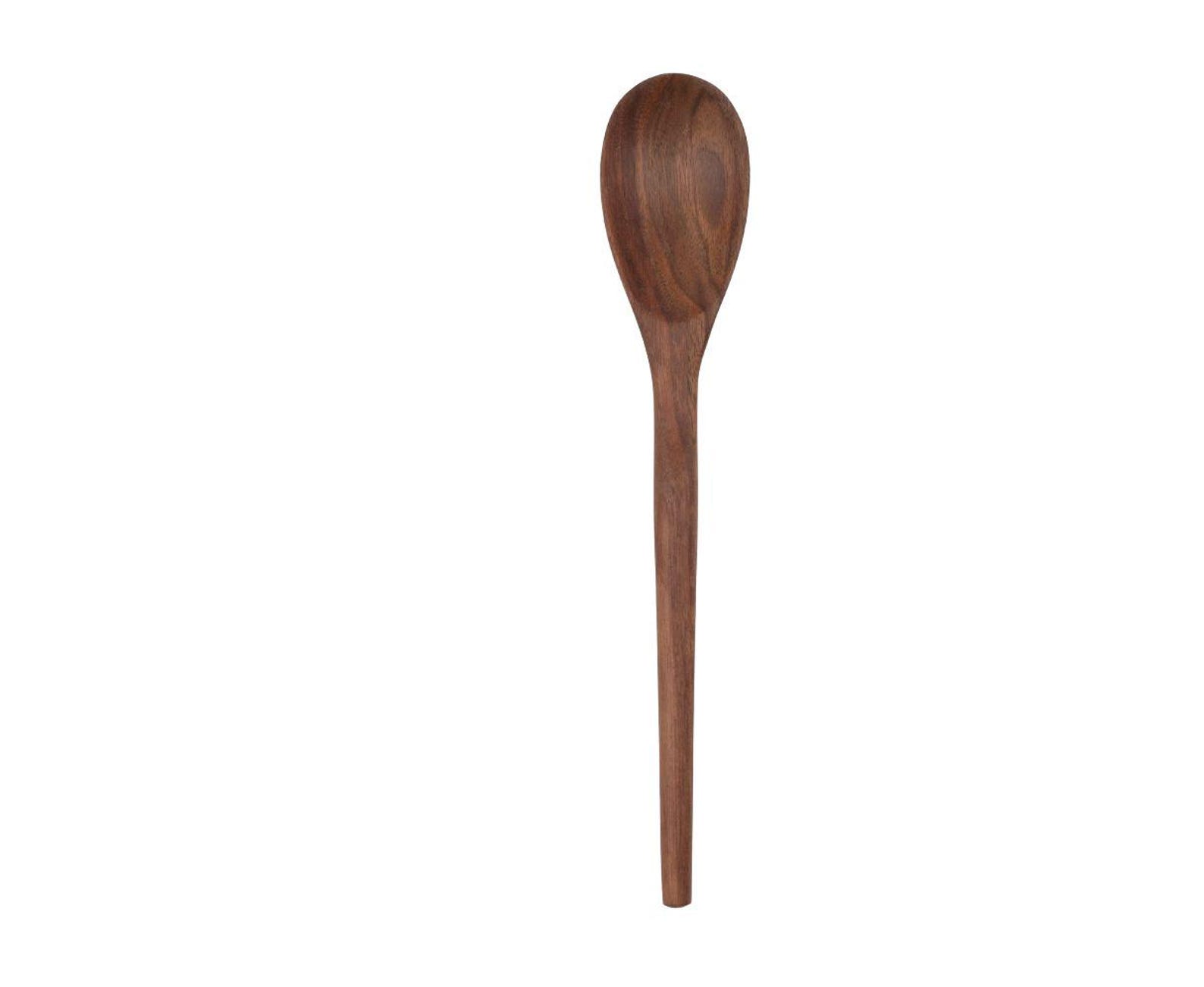 Walnut Wood Kitchen Utensil Set, Handcrafted Natural Cooking Tool, Nontoxic, Plastic-Free, Safe for Nonstick Cookware, Kitchen Wedding Gift - Solid Spoon