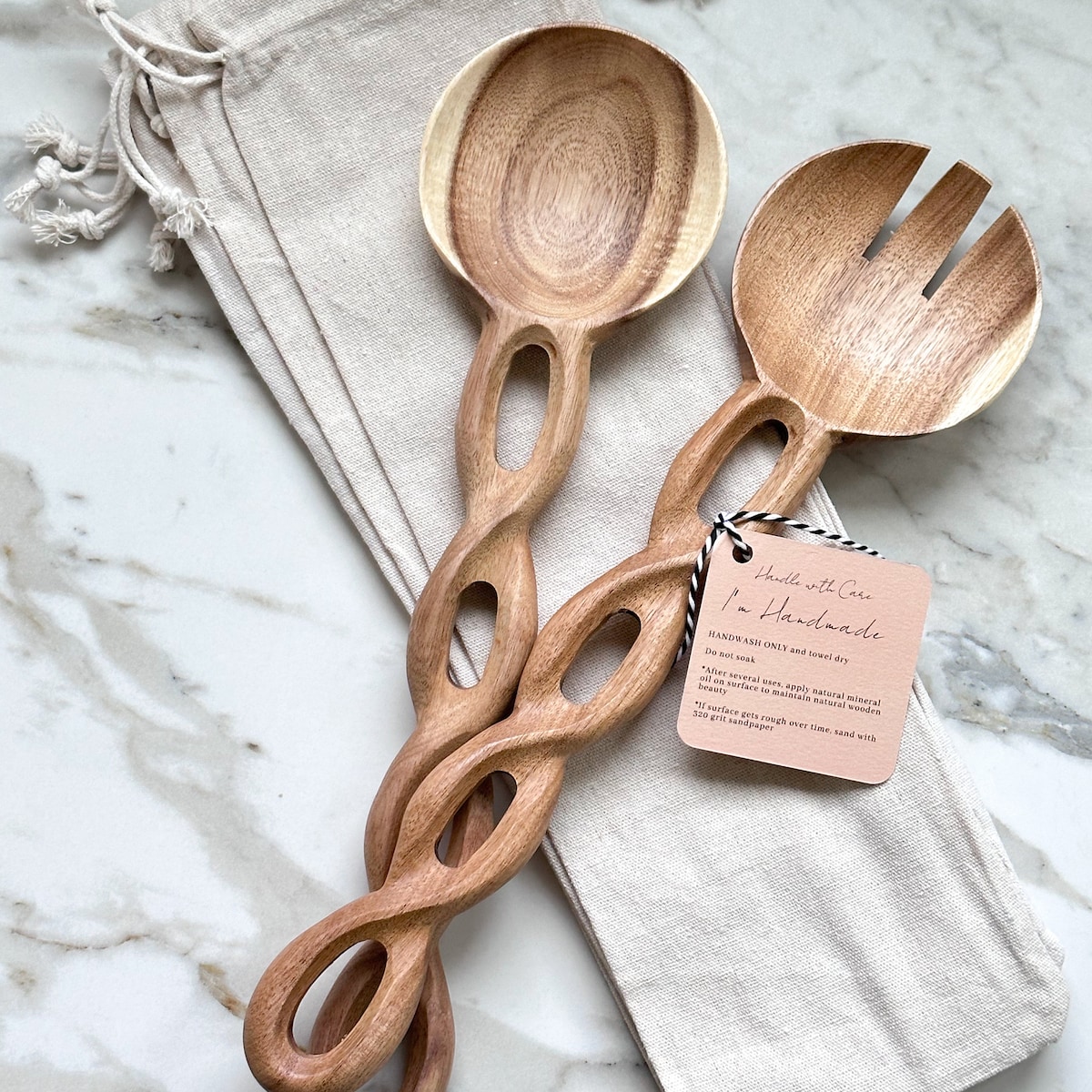 Wood Salad Servers, Handmade Wooden Tongs, Eco-friendly Kitchen Utensils, Spoon Fork, Housewarming Gift, Wedding Registry, Gift Set Under 30 - Etsy