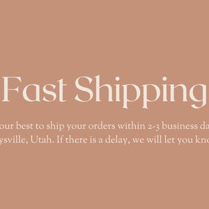 Pu&ograve; includere: Testo "Fast Shipping" in bianco su sfondo color pesca. Il testo pi&ugrave; piccolo indica che gli ordini vengono spediti entro 2-3 giorni lavorativi da Kaysville, Utah. I ritardi saranno comunicati.